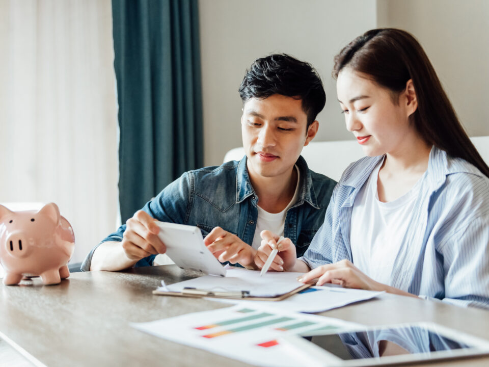 Young couple making a financial plan